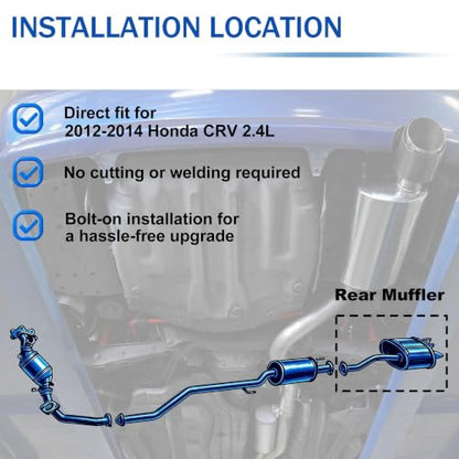 Rear Exhaust Muffler for 2012-2014 Honda CR-V 2.4L Direct Fit CRV4 - size: 12-14 Honda CR-V