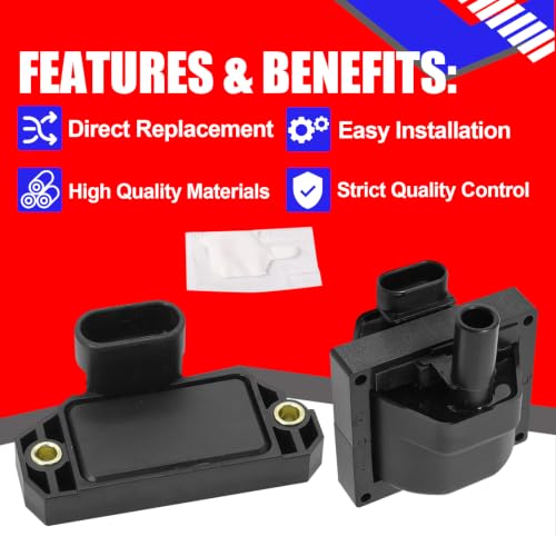 SMMS Ignition Coil Ignition Control Module Kit for Chevrolet, for GMC, for Cadillac, for Pontiac, for Isuzu, for Buick, 1996-2007, Replaces OE: 10489421 + 10482803