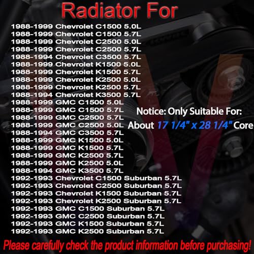 ALLOYWORKS 4 Row All Aluminum Radiator + Shroud Fan + Relay for 1988-1999 Chevy C/K 1500 2500 3500 5.0L 5.7L Blazer
