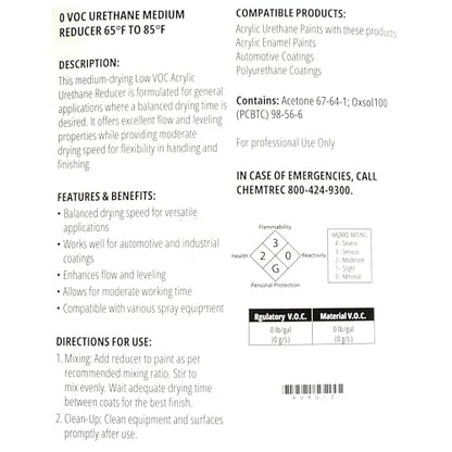 LiME LiNE Urethane Medium Reducer for Thinning Automotive basecoats, Primers and Clearcoats - 1 Gallon - color: C. Medium Reducer Gallon
