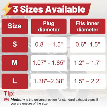 2 Pack Muffler Dirt Bike Exhaust Plug Fit 2 & 4 Stroke Motorcycle Bike (L) - size: L: 1.38-2.37 Inch