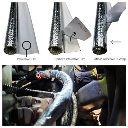 19mm - 3/4" Self-wrap Aluminum Heat Shield Sleeve Thermal Reflective Side Entry High Temperature for Hoses, Wire Harnesses, Cables, Automotive, Exhaust 39" (1 Meter) - size: 19mm - 3/4" Dia - 39" Long