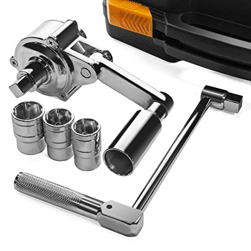 Stark USA Heavy Duty Torque Multiplier Wrench Set Lug Nut Labor Saving Wrench Remover Set (17mm, 19mm, 21mm Sockets) 1/2" Driver With Carrying Case