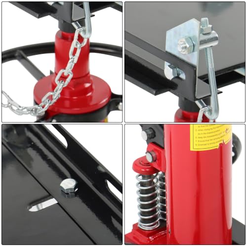 1322LBS Transmission Jack Capacity 2-Stage Hydraulic Telescopic Jack with 360° Swivel Wheel Red
