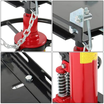 1322LBS Transmission Jack Capacity 2-Stage Hydraulic Telescopic Jack with 360° Swivel Wheel Red