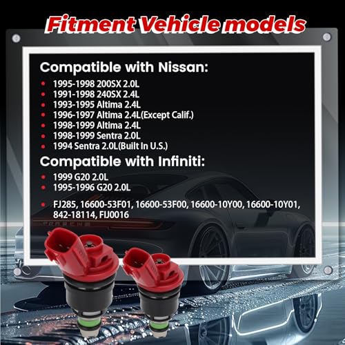 4-Pack Fuel Injectors Set | Compatible with Nissan 200SX 240SX Altima Sentra Infiniti G20 2.0L 2.4L L4| Replaces FJ285 16600-53F01 842-18114 - size: 4 X FJ285