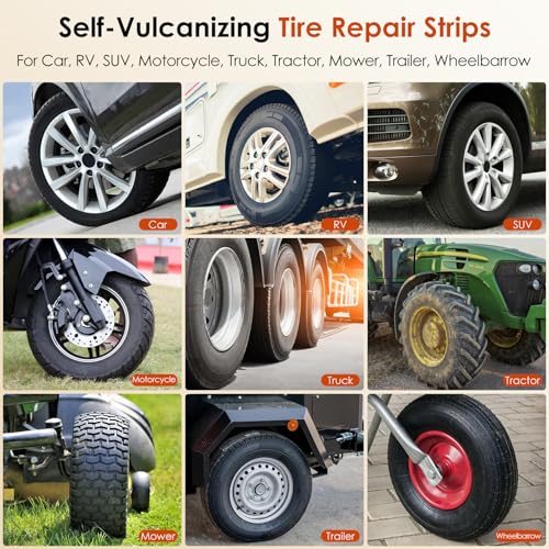 Tire Plugs, Vulcanizing Tire Patches Fix a Flat Tire, Standard Heavy Duty Tire Plug, Repair Tubeless Off-Road Tires for Car, RV, SUV, Truck, Motorcycle, Tractor, Mower, Wheelbarrow [Multi-Size: 40Pcs]