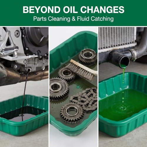 Veemoon 2.38 Gallon (9L) Oil Drain Pan, Plastic Anti-Splash Drain Container with Handle, Heavy Duty Leakproof Oil Change Drip Catcher Transmission Coolant Fluid Collector for Garage DIY Mechanics