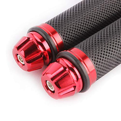 Motorcycle 7/8" CNC Hand Grips Aluminum Rubber Gel Handlebar for Sport Bike(Red) - color: Red