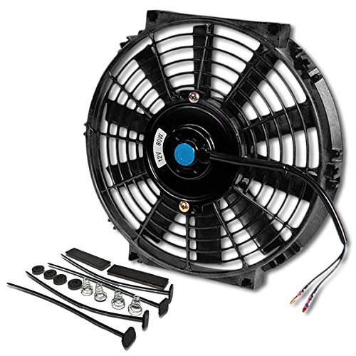 DNA Motoring 10 Inch High Performace Electric Cooling Slim Radiator Fan with Mount Kit, Black, RAF-10+FMK - color: Black, size: 10 Inch