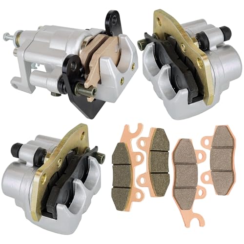 Caltric Front And Rear Brake Caliper with Pads Compatible with Yamaha Rhino 450 Yxr450 4X4 2006 2007 2008 2009