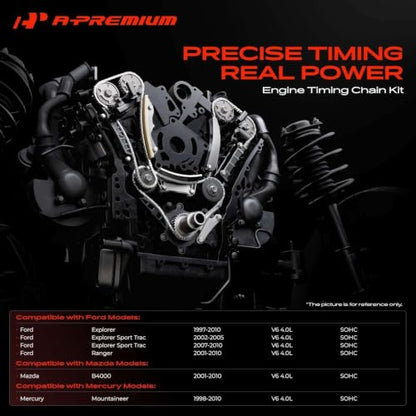 A-Premium 17PCS Engine Timing Chain Kit W/Tensioner & Guide 4.0L 6Cyl SOHC