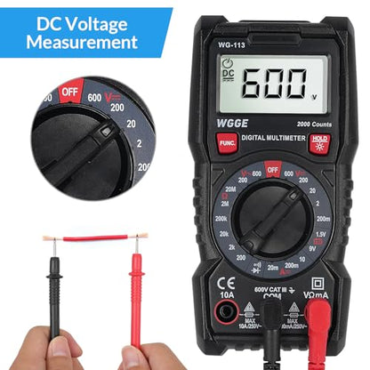 Digital Multimeter, 2000 Counts, CAT III 600V, AC/DC Voltage and DC Current