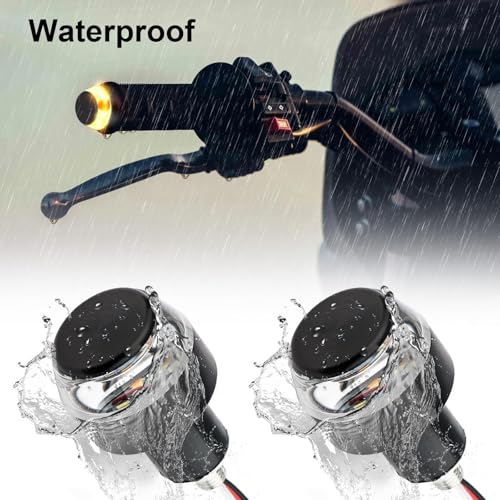 Linkstyle 2PCS Motorcycle Turn Signal Light, 12 LEDs Turn Signal Indicator Lamp, Amber White Front Handlebar End Light for 12V Scooter Sportster Cruiser Motorbike (Pack of 2) - size: 1.81*0.72 Inch (Pack of 2)