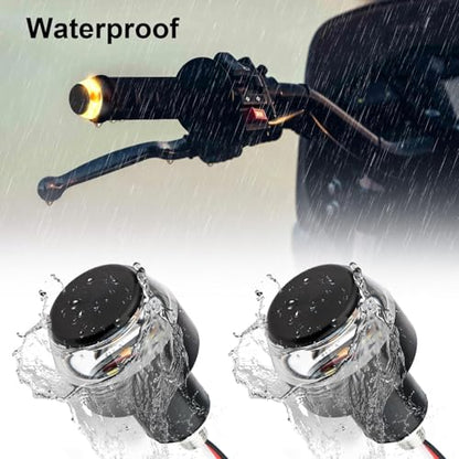 Linkstyle 2PCS Motorcycle Turn Signal Light, 12 LEDs Turn Signal Indicator Lamp, Amber White Front Handlebar End Light for 12V Scooter Sportster Cruiser Motorbike (Pack of 2) - size: 1.81*0.72 Inch (Pack of 2)
