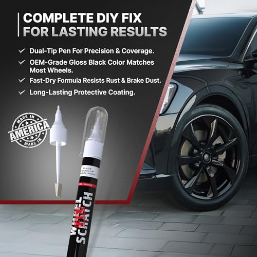 Wheel Scratch Fix® Matte Black Rim Touch Up Paint, Wheel Scratch Repair Pen - color: Black - Satin/Matte - Touch-Up Pen