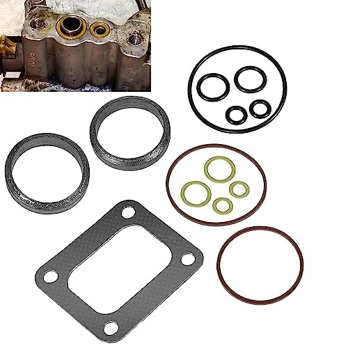72468 Turbo Mounting Gasket Set & 7.3L Powerstroke Diesel Turbo Pedestal Yellow O-Ring Seal Gaskets F4TZ-6N653-A F4TZ-6N653-B Compatible with Ford 1994-2003 7.3L Powerstroke Diesel