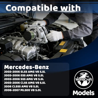 WorldCraft 14V 180A High Output Alternator for Mercedes CL55 E55 S55 AMG - size: 0-124-625-007