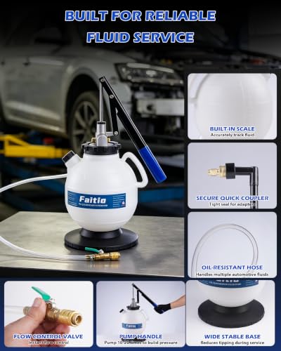 7.5L Transmission Fluid Pump, Manual Fluid Transfer Pump w/ 15 ATF Adapters - size: 7.5L, Manual