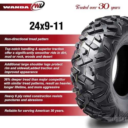 WANDA One All Terrain ATV Tire 24x9-11 24x9x11 6PR Bighorn Style 10388 - size: 24X9-11