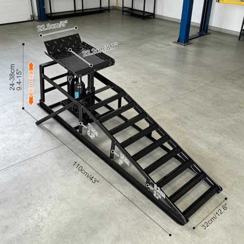 2 PCS Hydraulic Car Ramps 11050LBS 5T Heavy Duty Car Ramp with Hydraulic Jack, Black - color: Black