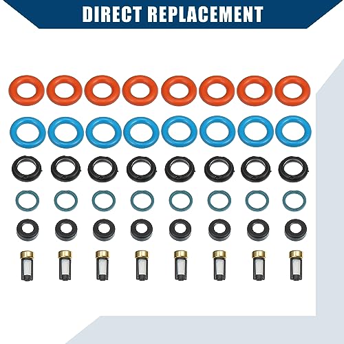 Fuel Injector Seal O-Ring for Volvo XC90 4.4L V8 2005-2011 for Volvo S80 4.4L V8 2007-2010 / Fuel Injector Rubuild Kit/Durable / 1 Set Black