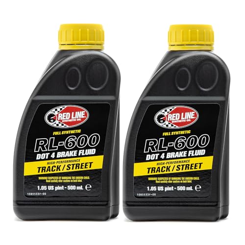 Red Line (90404) RL-600 High Performance Track/Street DOT 4 Brake Fluid - 500 Milliliter (2 Pack) - color: RL-600 Track and Street, size: 2 PACK