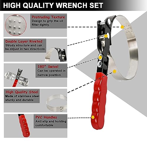 Oil Filter Wrench Set, Oil Filter Pliers with Small Funnel, 8 Pcs
