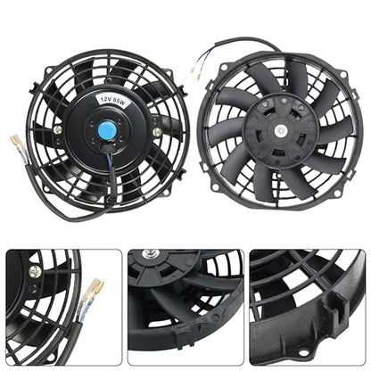 7" Slim Fan Push Pull Electric Radiator Cooling Fan, Black, 2 Packs - color: Black, size: 7'’(2 Pack)