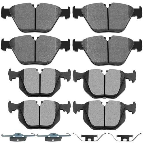 SCITOO 브레이크 패드 키트 전면 세미 메탈 후면 세라믹 8피스 BMW 525i, 525xi,528i, 528i xDrive, 528xi,530i,530xi,535i xDrive, 535xi에 적합 - size: Front-D918 & Rear-D683