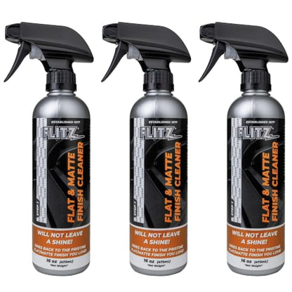 Flitz Flat Matte Finish Cleaner - 16oz Bottle of USA-Made Vinyl Wrap Spray to Easily Remove Grease, Wax, Dust, & More - Quick Drying Matte Paint Cleaner - Ideal for Cars, Motorcycles (3 Pack) - size: 16 Fl Oz (Pack of 3)