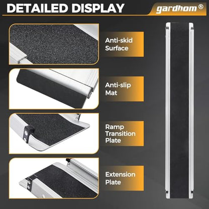gardhom 4FT Telescoping Portable Wheelchair Ramp with Carrying Case - size: 4FT(can be used as 2FT or 4FT)