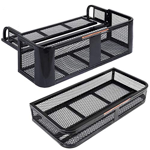 ATV/UTV Front and Rear Rack ATV/UTV Cargo Storage Basket, Universal Cargo Carriers Storage Rack with Mesh Design & Steel Construction, Heavy-Duty Detachable Luggage Carrier Basket - size: Front & Back Rack Set