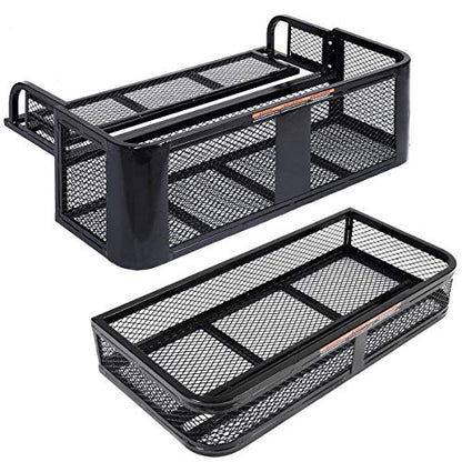 ATV/UTV Front and Rear Rack ATV/UTV Cargo Storage Basket, Universal Cargo Carriers Storage Rack with Mesh Design & Steel Construction, Heavy-Duty Detachable Luggage Carrier Basket - size: Front & Back Rack Set
