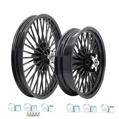 TOFR 21x2.15 16x3.5 Fat Spoke Wheels Black For Harley Dyna FXD FXDB 00-05 - color: Gloss Black, size: Front:21x2.15 Rear:16x3.5