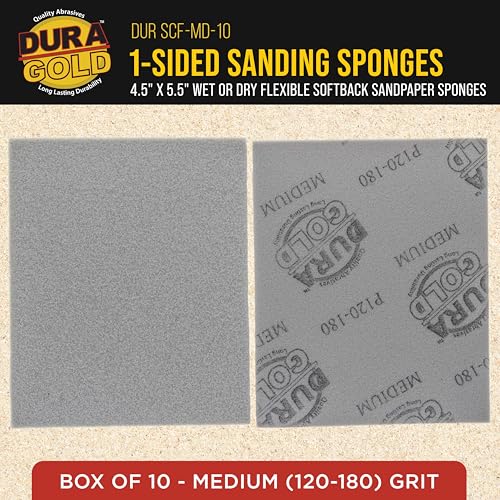Dura-Gold Medium Cut Sanding Sponges 5.5" x 4.5", 120 to 180 Grit Box of 10 - style: Medium
