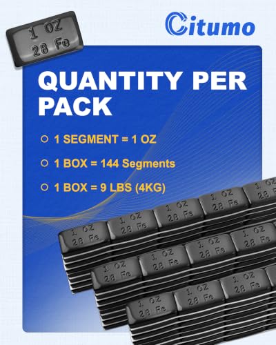Upgraded 1oz Steel Adhesive Stick-On Wheel Weights, Black 144pcs - color: Black, size: 1oz - 144PCS