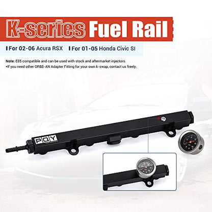 K Series Fuel Rail with Gauge kit Compatible with Honda Civic K20 K24
