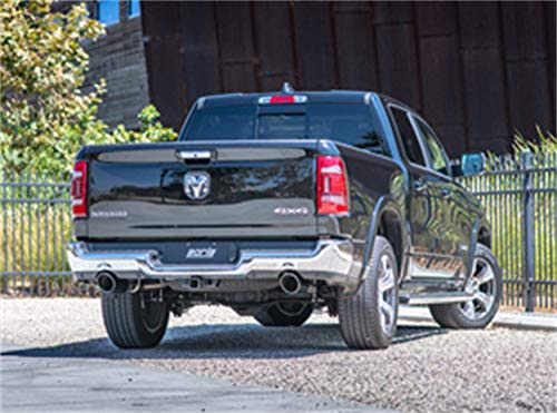 BORLA 140752BC Cat-Back Perf. Exhaust Sys. for '19-'23 Ram 1500 V8 Incl. E-Torque Incl. Rebel & G/T Models (Exc. Classic) T-304 S-Type Dual Split Rear Exit Single 5" Round Black Chrome Tips Each Side.