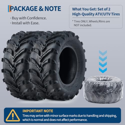 Garvee ATV Tires/UTV Tires, 25x10x12 ATV Tire(250/65-12) TL, 6PR Four Wheeler Tires Set 2,Trail Mud Sand Off-Road Sport Tires,Tubeless - size: 25X10.00-12