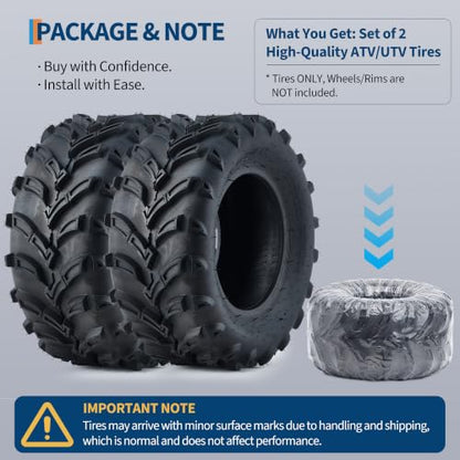 Garvee ATV Tires/UTV Tires, 25x10x12 ATV Tire(250/65-12) TL, 6PR Four Wheeler Tires Set 2,Trail Mud Sand Off-Road Sport Tires,Tubeless - size: 25X10.00-12