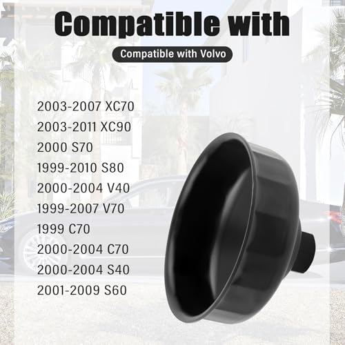 86mm 16 Flute Oil Filter Wrench with 3/8" Drive Port,Oil Filter Removal Tool Compatible with BMW & Volvo,Professional Oils Filters Socket for Detaching & Installing Oils Filters