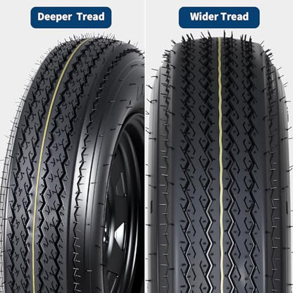Garvee 2-Pack 5.30-12 5.30x12 530-12 Trailer Tires with 12" Rims, 5 Lug on 4.5" Bolt Pattern, 6PR Load Range C, Heavy Duty 5.30x12 5.3-12 Tires for Utility, Boat, Camper, Cargo Trailers - size: 5.30-12