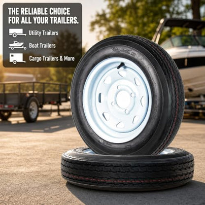 eCustomrim 2-Pack Trailer Tire Rim Assembly 4.80-12 480-12 White 4 Lug