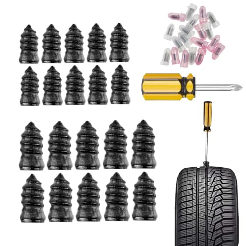 Screw in Tire Plugs - 80Pcs Tire Repair Kit for Tubeless Tires, Self-Tapping Rubber Screw Plug for Car Motorcycle Truck ATV, Heavy Duty Tire Puncture Repair Tool with Screwdriver