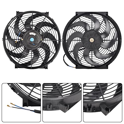 14 Inch Slim Fan Push Pull Electric Radiator Cooling Fan, Black - color: Black, size: 14'’