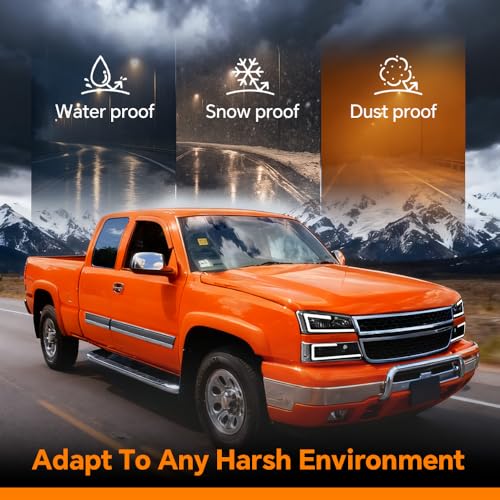 G-PLUS LED DRL Headlights Assembly & Tail Lights Fit Chevy Silverado 1500 1500 HD 2500 2500 HD 2003-2006, Clear Lens Black Housing Clear Reflector Headlamps Assembly Red Taillights - color: Clear Lens Black Housing Clear Reflector & Red, size: C LED