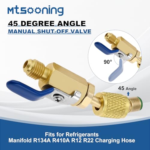 R12 R22 R410A Valve Core Remover Installer Kit,3PCS 45°Ball Valve Adapter