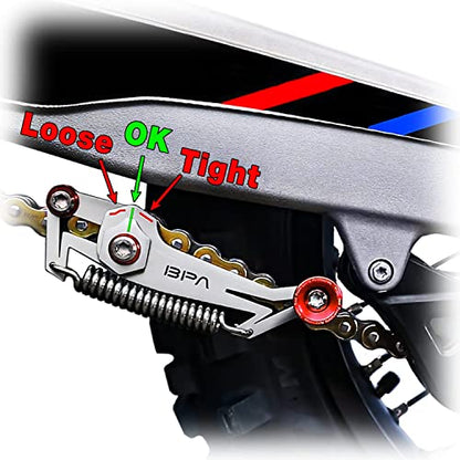 BPA-RACING Motorcycle Chain Slack Adjuster Tool - Innovative Chain Tensioner Tool for Easy, Quick & Precise Chain Slack Adjustment- Chain Alignment Tool (Red) - color: Red