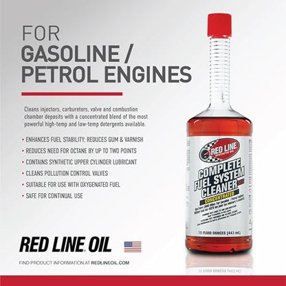 Red Line 60103 SI-1 Complete Fuel System Cleaner, Cleans and Prevents Corrosion in Fuel Systems, Cleans Injectors, Carburetors, Valve and Combustion Chamber Deposits - 15 Ounce (4 Pack) - size: 15 Fl oz (Pack of 4)